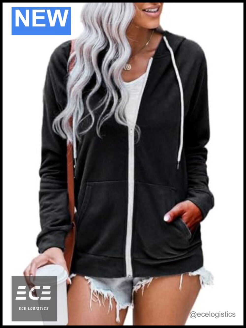 Women's Full Zip Hoodie Comfy Loose Fit Long Sleeve Sweatshirt with Pockets